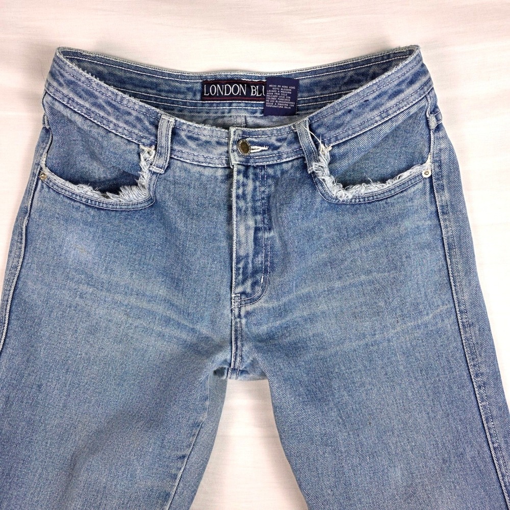 Vtg Floral Jeans Womens 10 Embroidered Frayed Hem Denim 2000s Boho Cottagecore - Picture 3 of 16